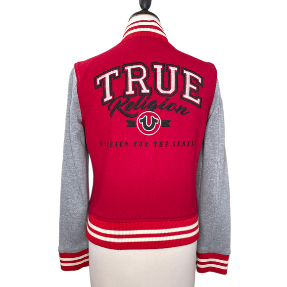 True Religion Size S Varsity Campus Letter Jacket Wool Blend Fashion for Senses - Picture 2 of 16